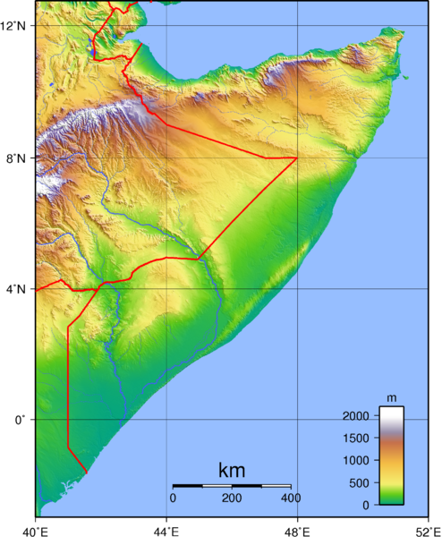 Relief, Topographie, Karte Somalia